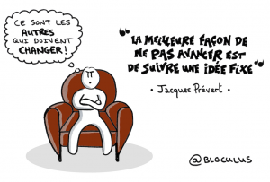 Faire un bon feedback, dessin humoristique de Bloculus reprenant une citation de Jacques Prévert